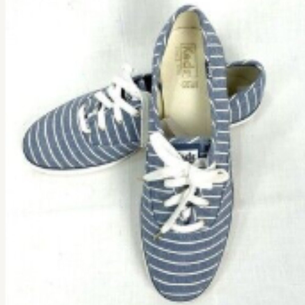 Keds Blue White Stripe Sneaker Breton Stripe Ladies Sz 10 Champion Tennis Shoes